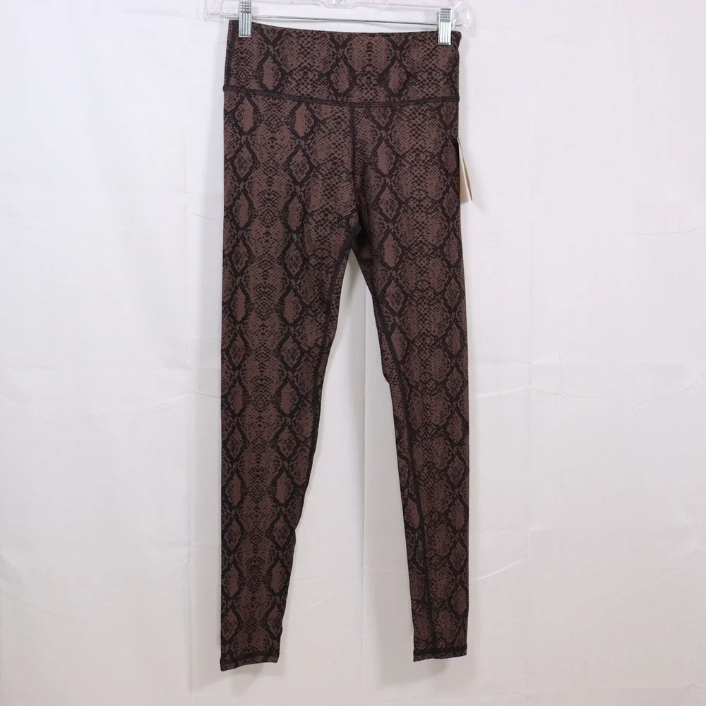 Becca‎ Leggings Small Brown Womens Snakeskin Print High Waist Yoga Pants NWT